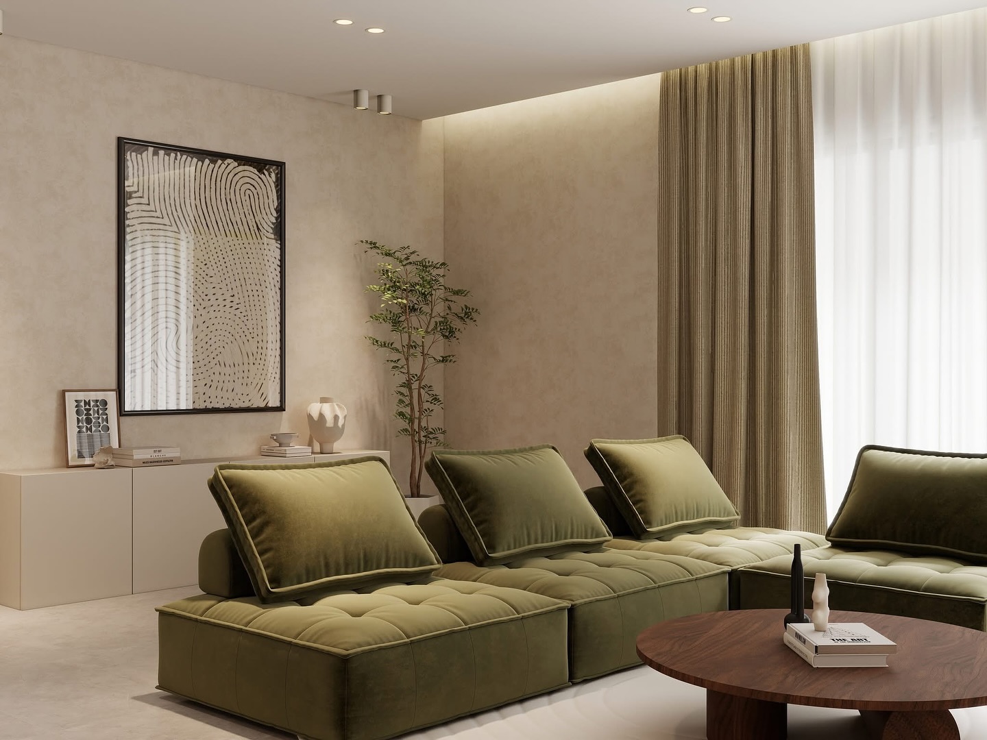 P&J interior — warm modern living room